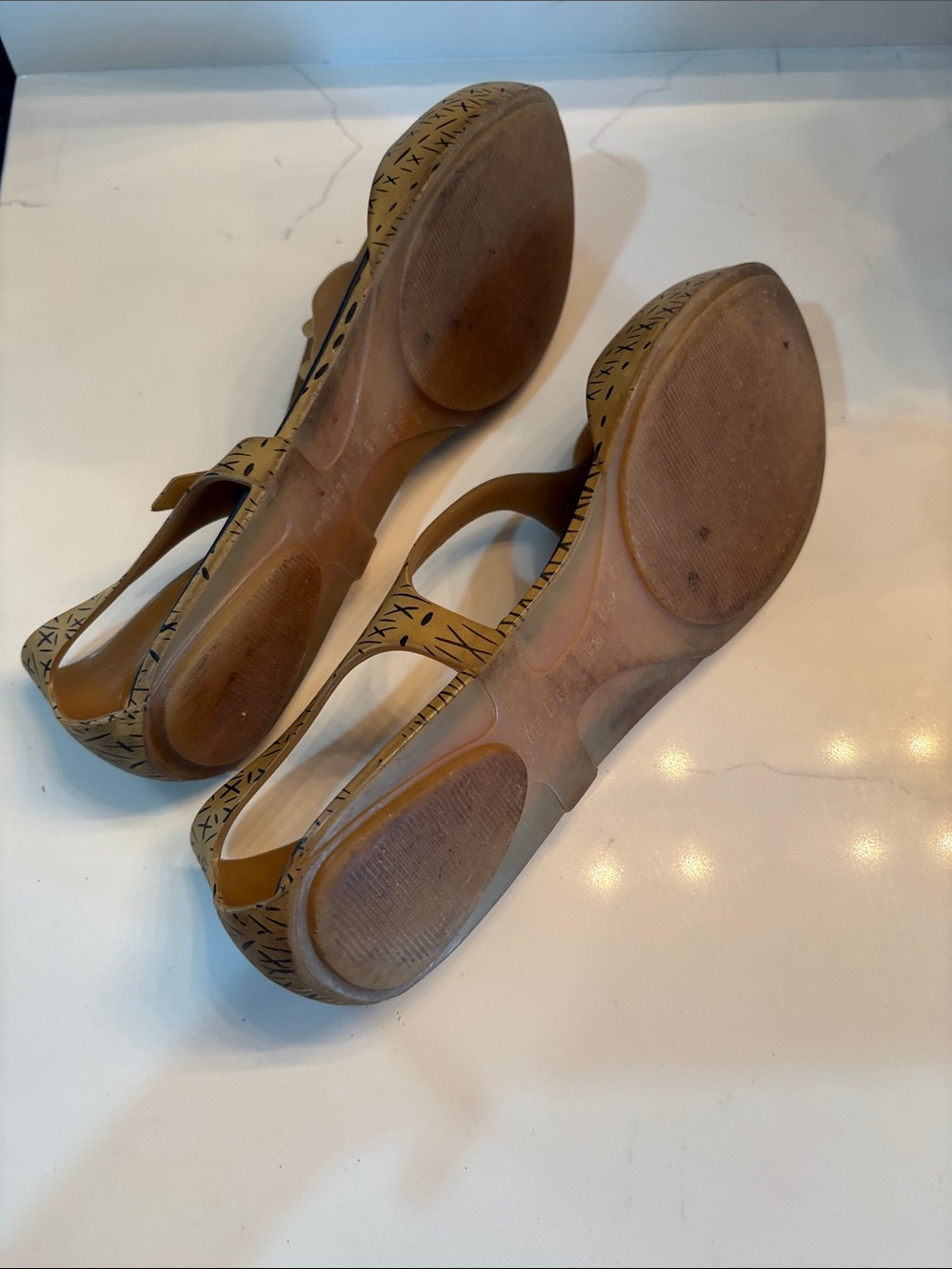 Rare Melissa Tan Patterned Slingback Peep-Toe Sandals LoveFoxxx - Picture 6 of 8